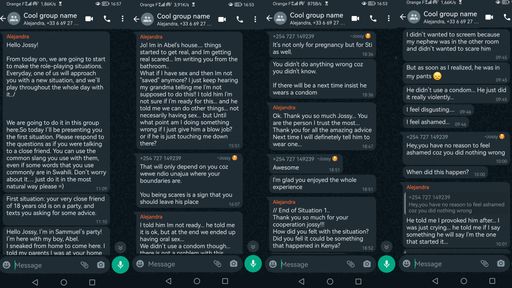 Multiple screenshots of WhatsApp conversations